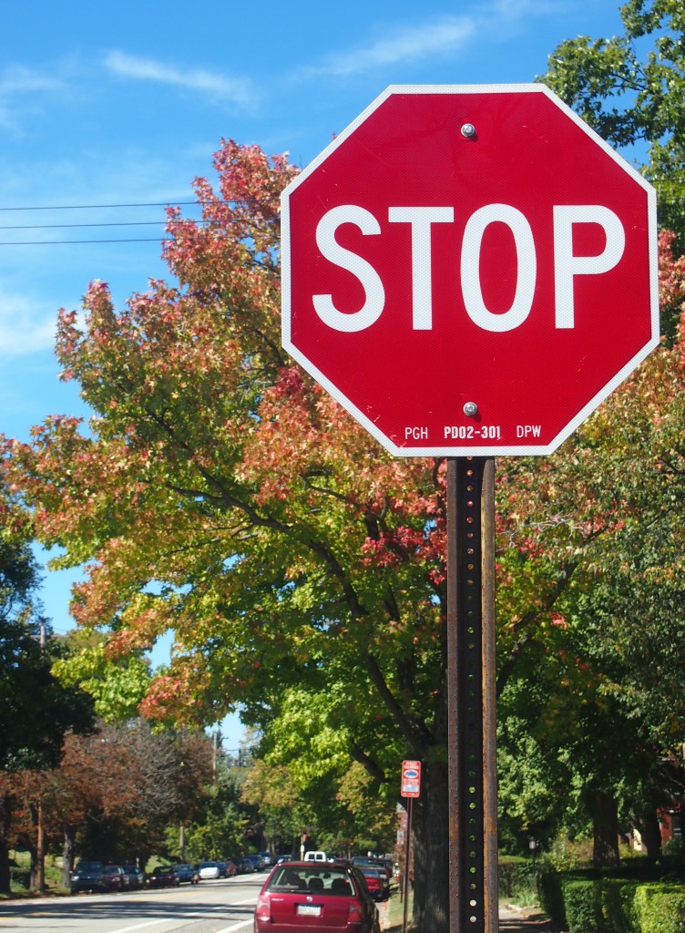 Stop Sign with fall trees